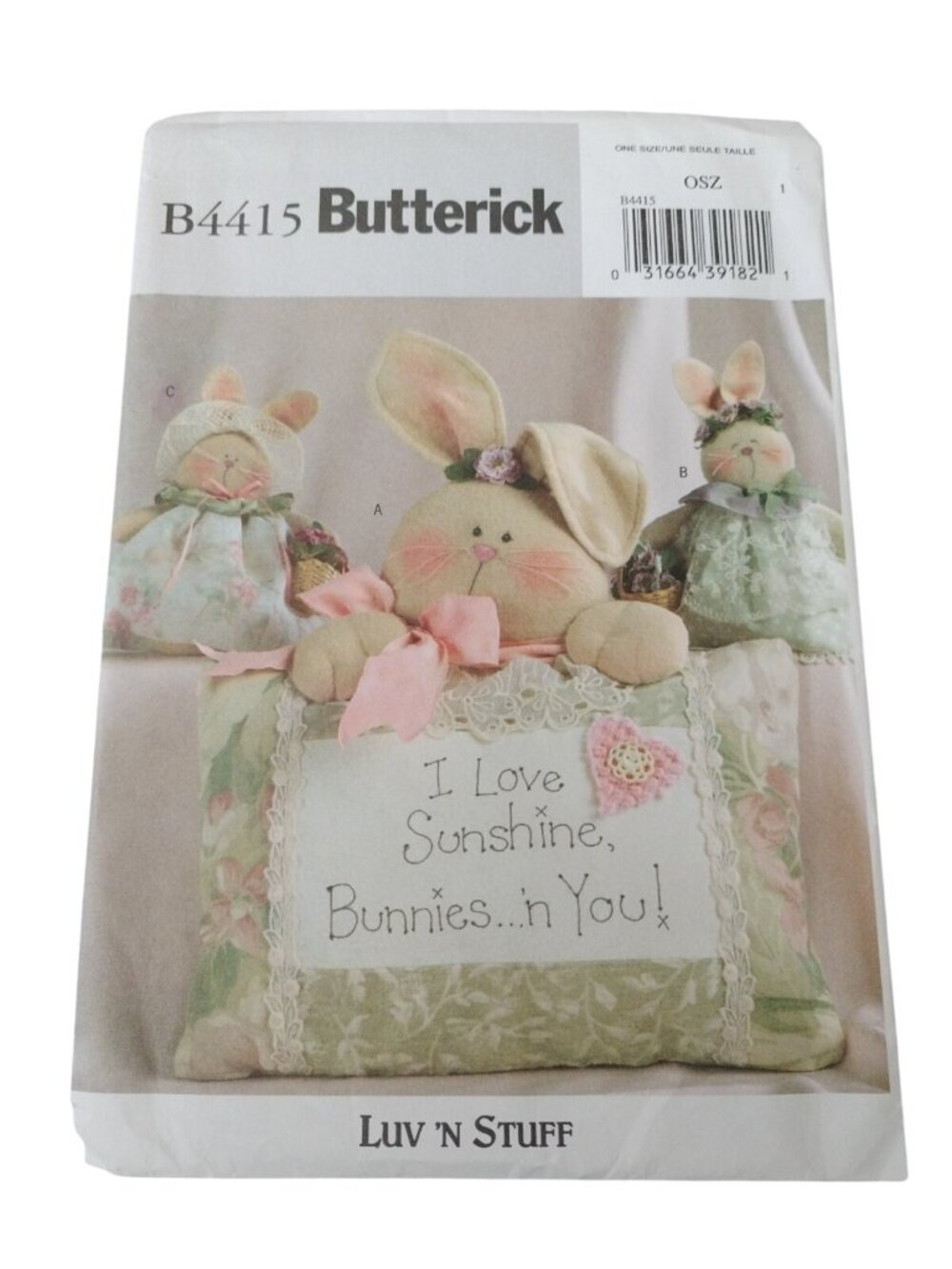 Butterick Sewing Pattern B4415 Sunshine Bunnies Bunny Pillow Dress Uncut